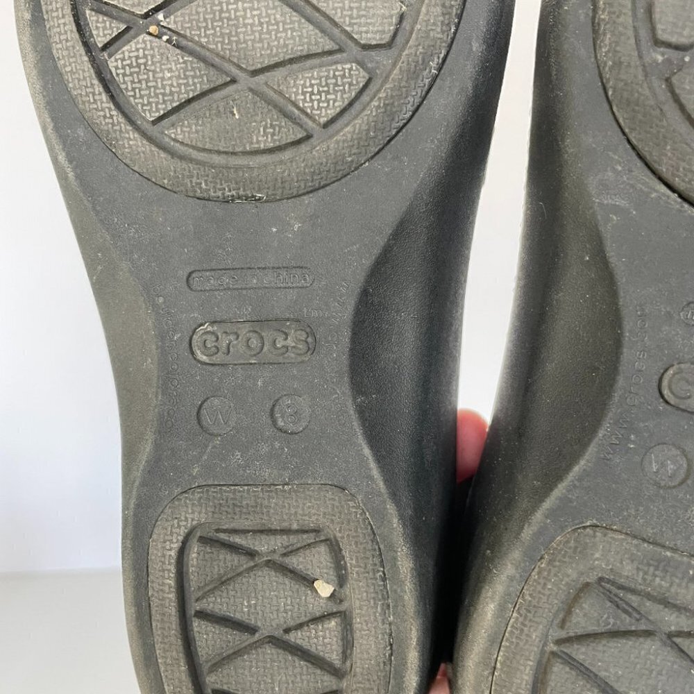 Crocs Huaranche Mini Wedge Sandals Strappy Slip-On Casual Black 8 - Picture 8 of 8